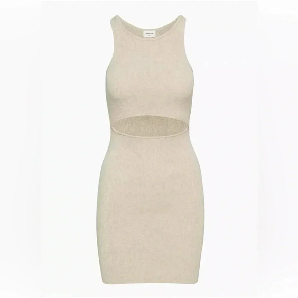 WILFRED FREE Cut Out Knit Tank Dress in Heather Bone / Size Medium / - Picture 1 of 8